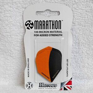 Sealed Set of 3 Orange/Black Harrows Marathon 100 Micron Dart Flights BNIP!!